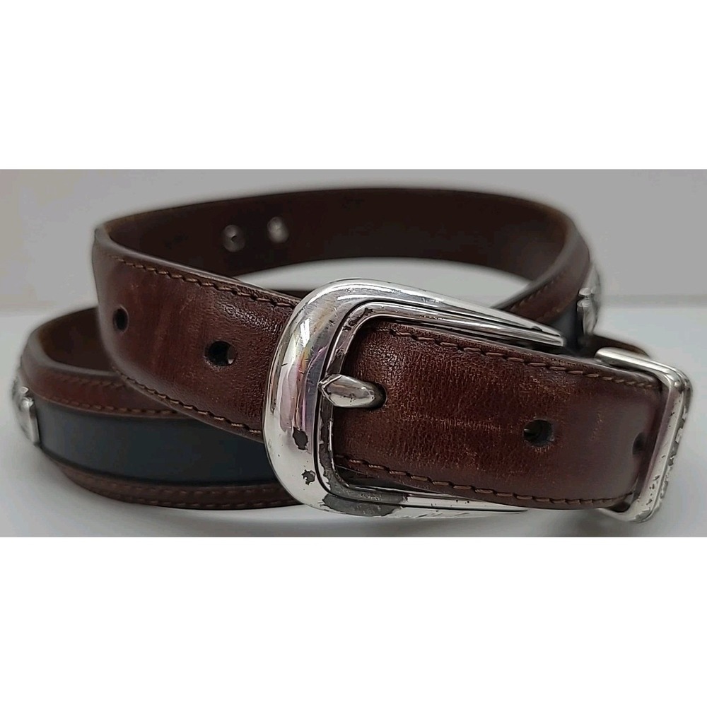 VTG Onyx by Brighton Golfing Visit Belt‎ Brown and Black Leather and Silver - Picture 5 of 14